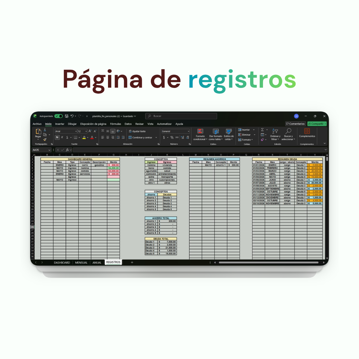 Toma el control de tus finanzas - Plantilla de Excel